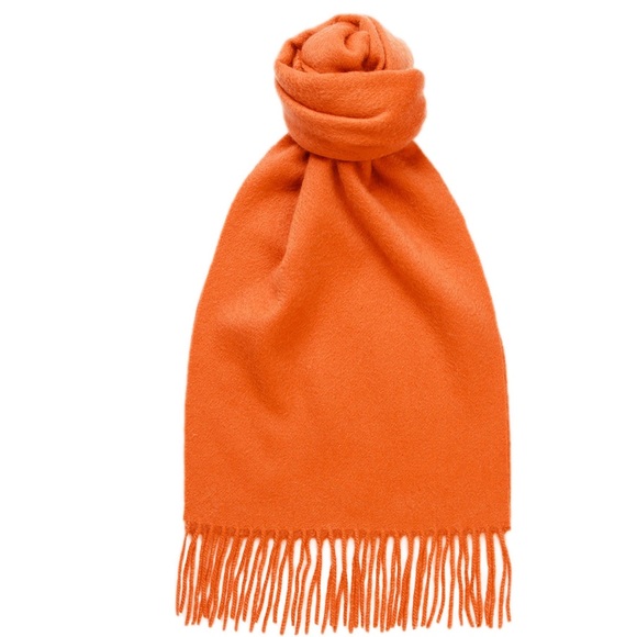 Hermes Orange Pure 100% Scottish Cashmere Scarf Muffler New - Picture 3 of 5